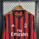 Camisa Milan Home 13/14 Retrô Manga Longa - Vermelha e Preta