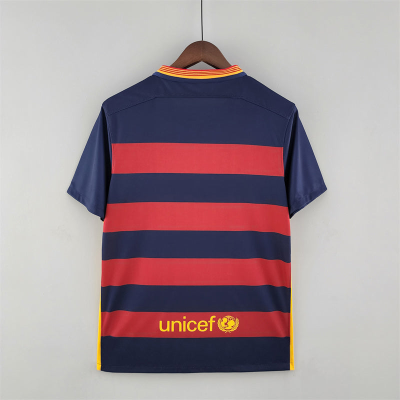 Camisa Barcelona Home 15/16 Retrô - Vermelha e azul
